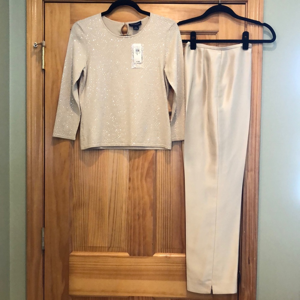 Gorgeous Silk Cream Champagne Color Vintage Ann Taylor Set